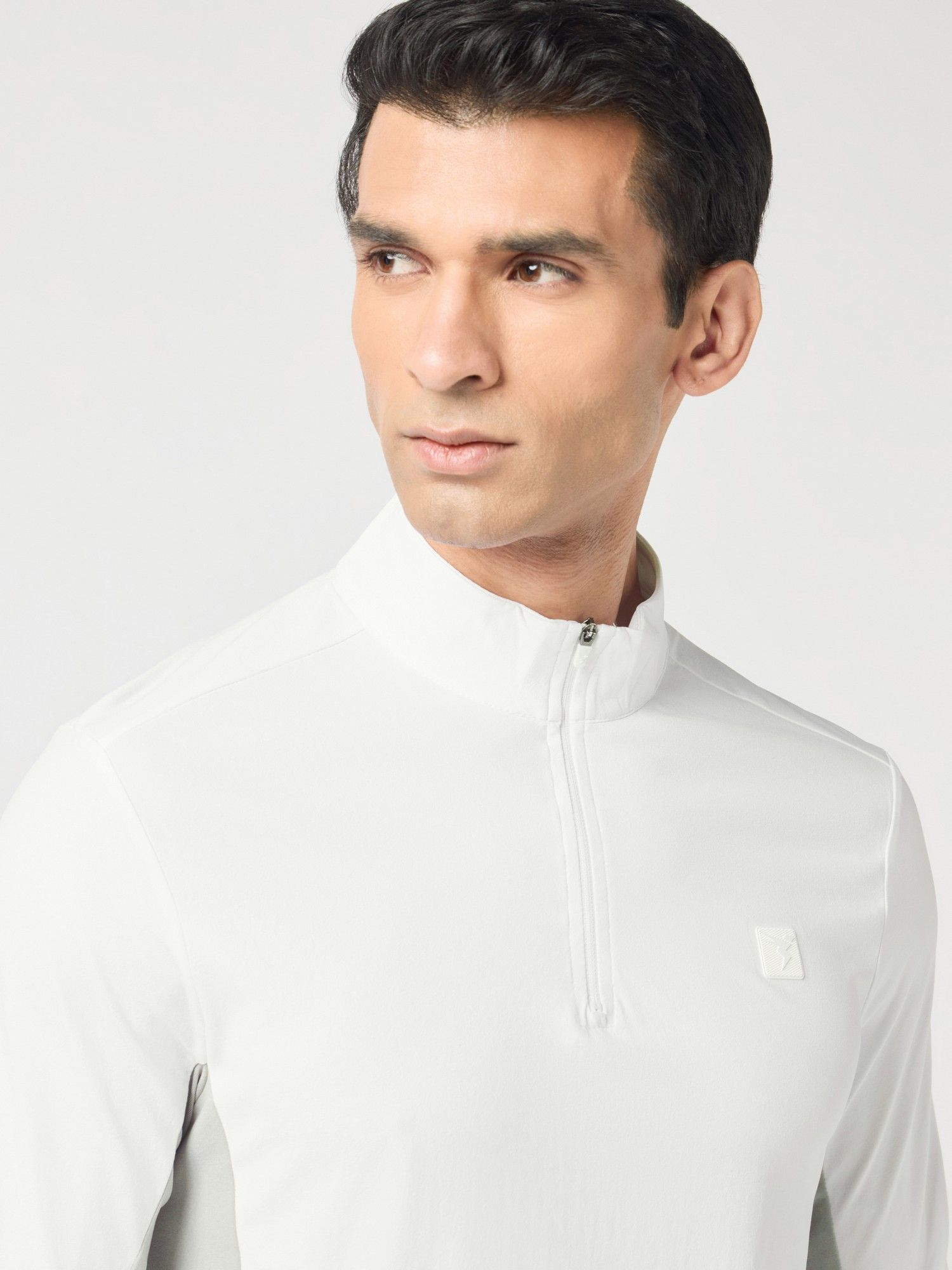 Buy Technosport White Men Colorblocked Slim Fit Mock Neck Sports T