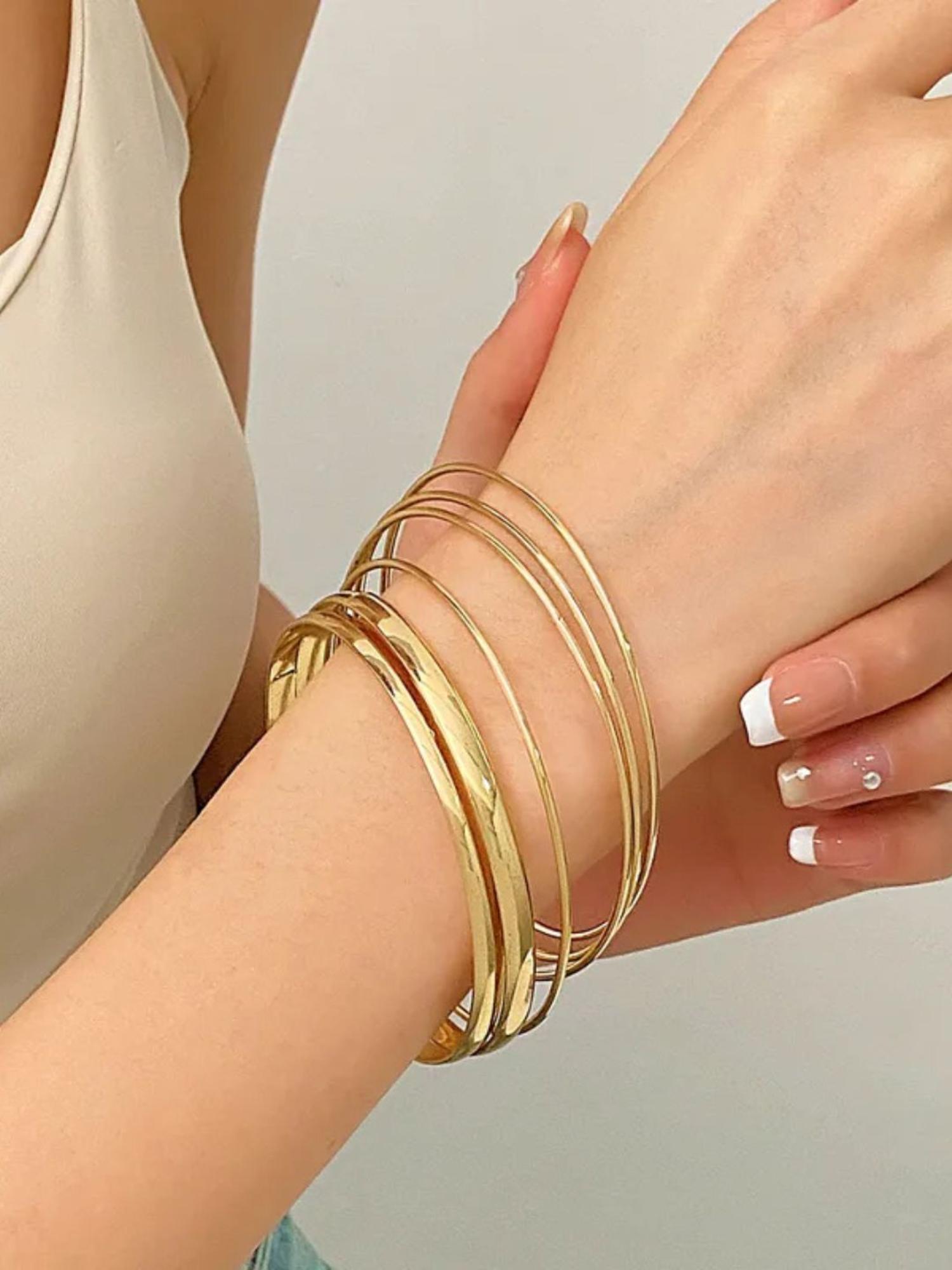 Buy Niska Women Gold Style Rhombus Twist Anti Tarnish Bangles
