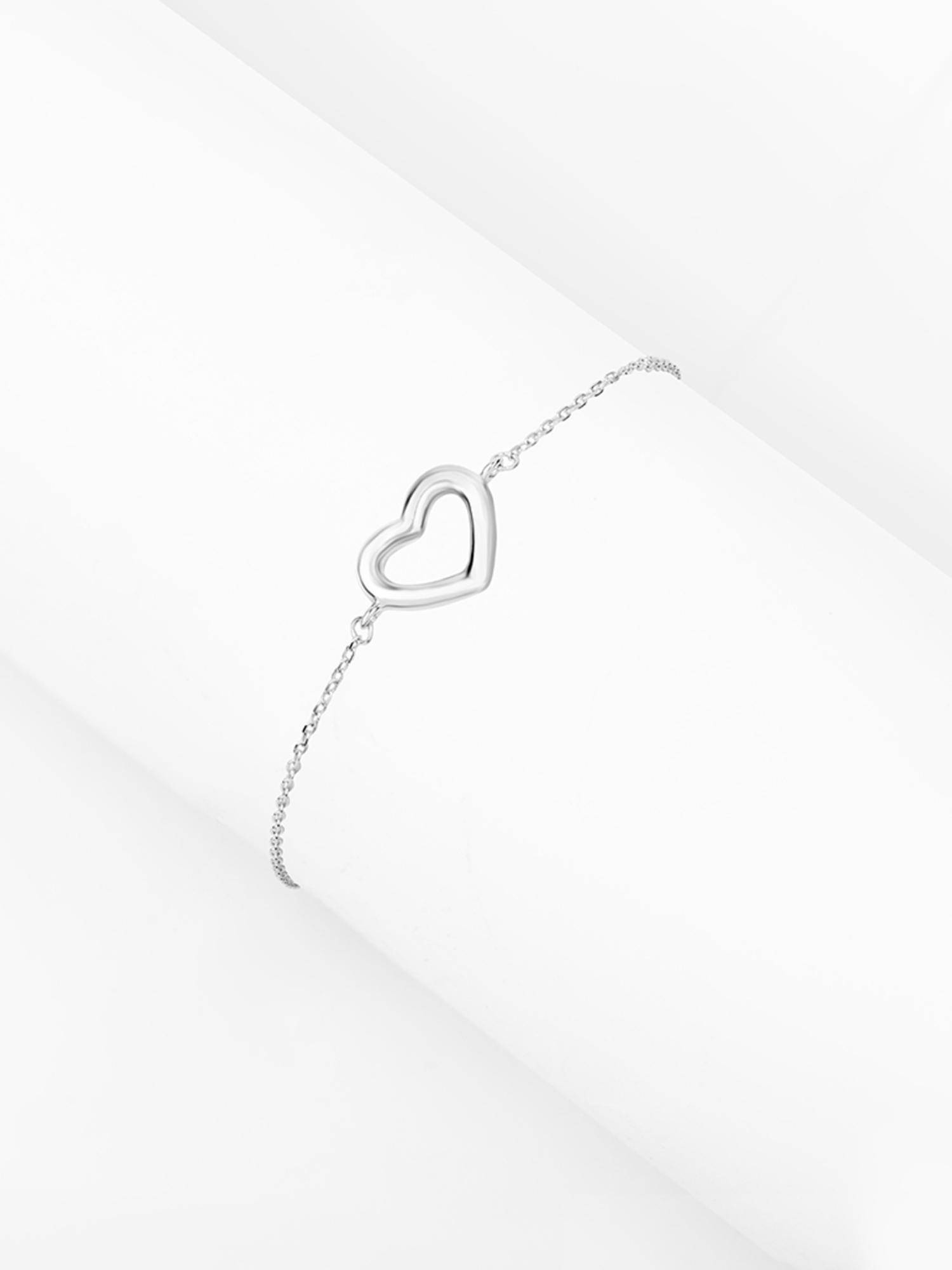 Nistra Women 925 Sterling Silver Minimalist Heart Bracelet