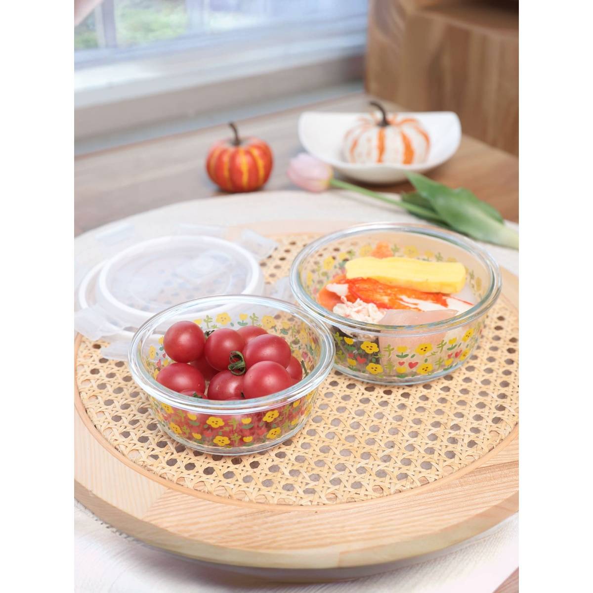 The Better Home Round Printed Borosilicate Containers with Lids