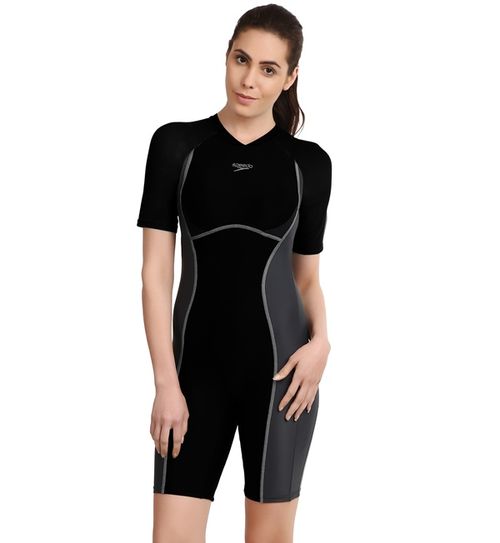 geest Meetbaar Lijken Speedo Female Swimwear Essential Spliced Kneesuit - Black (40): Buy Speedo  Female Swimwear Essential Spliced Kneesuit - Black (40) Online at Best  Price in India | Nykaa
