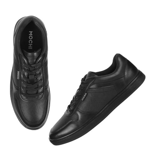 Mochi Mens Black Sneakers Mochi Mens Black Synthetic Solid-plain Casual  Shoes