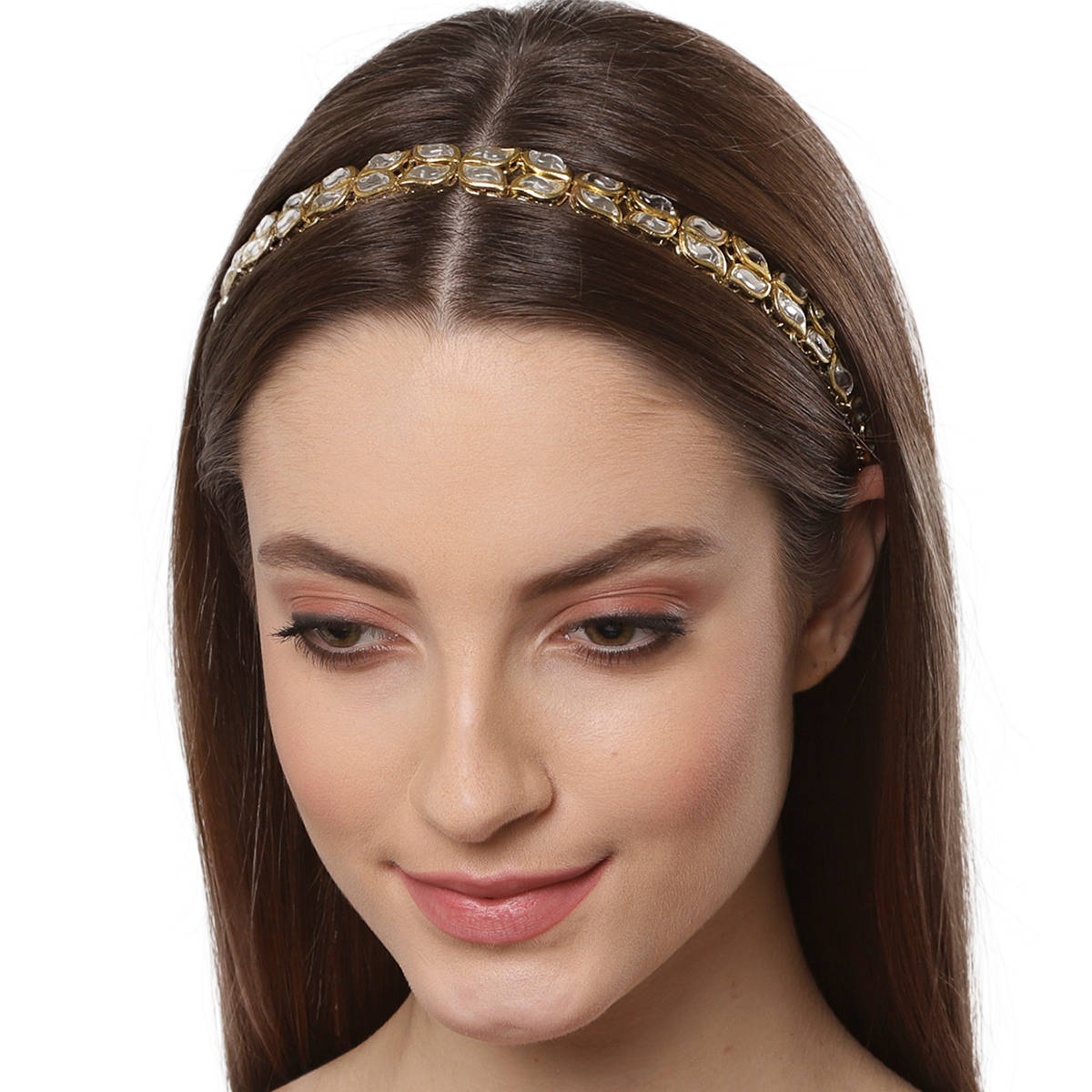 Karatcart Gold Plated Embellished Kundan Hairband for Women