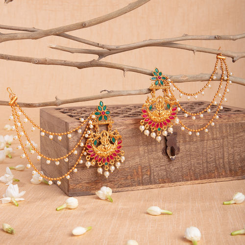 Bahubali Jhumka Earrings With Bahubali Ear Chain Online Buy Azai
