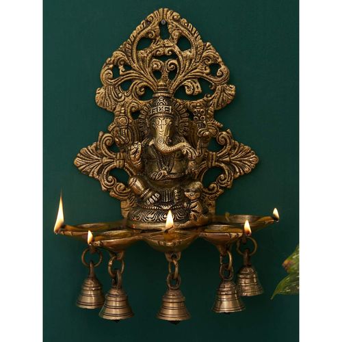 Ekhasa 100% Pure Brass Ganesh Wall Hanging Bell for Home Decor