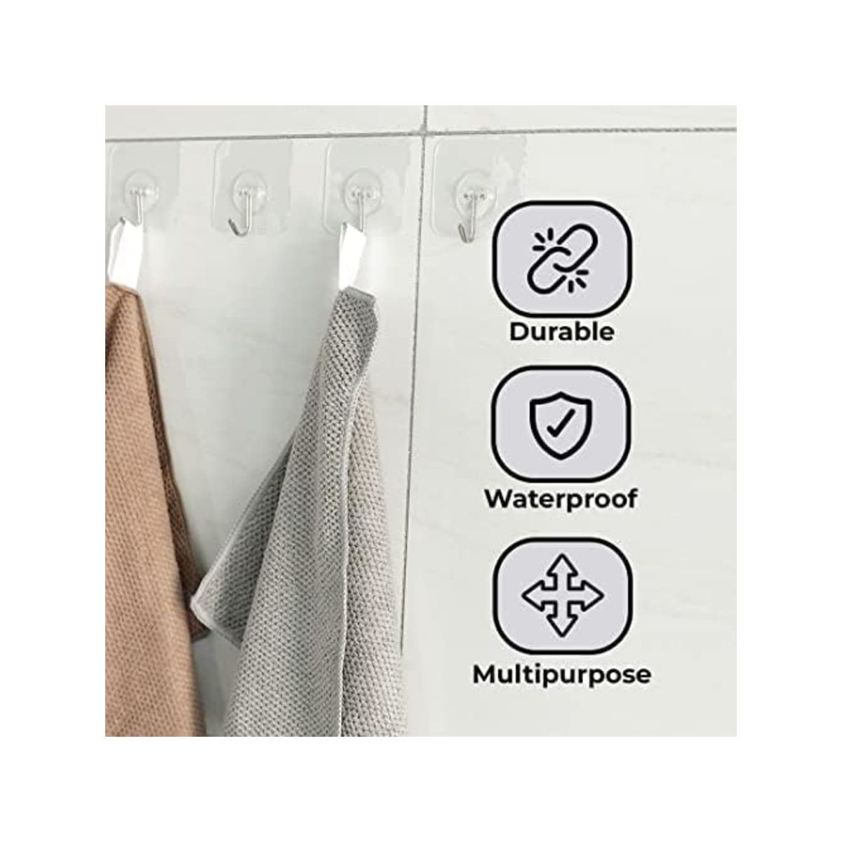 Buy Kuber Industries Hooks For Wall Abs Durable & RustProof (Pack of 5