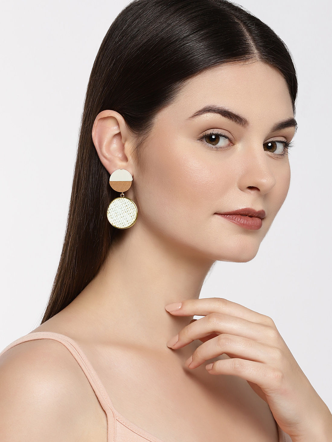Buy Tipsyfly Duo Tone Mesh Gold Color Drop Earrings Online