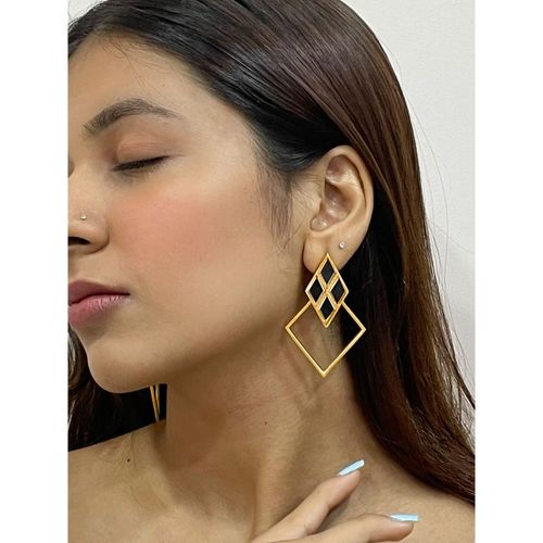 Pipa Bella by Nykaa Fashion Statement Diamond Shaped Clear Crystal Studded  Drop Earrings