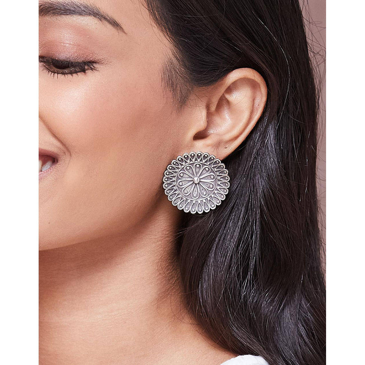 Fabindia Metal Studs Earrings Silver