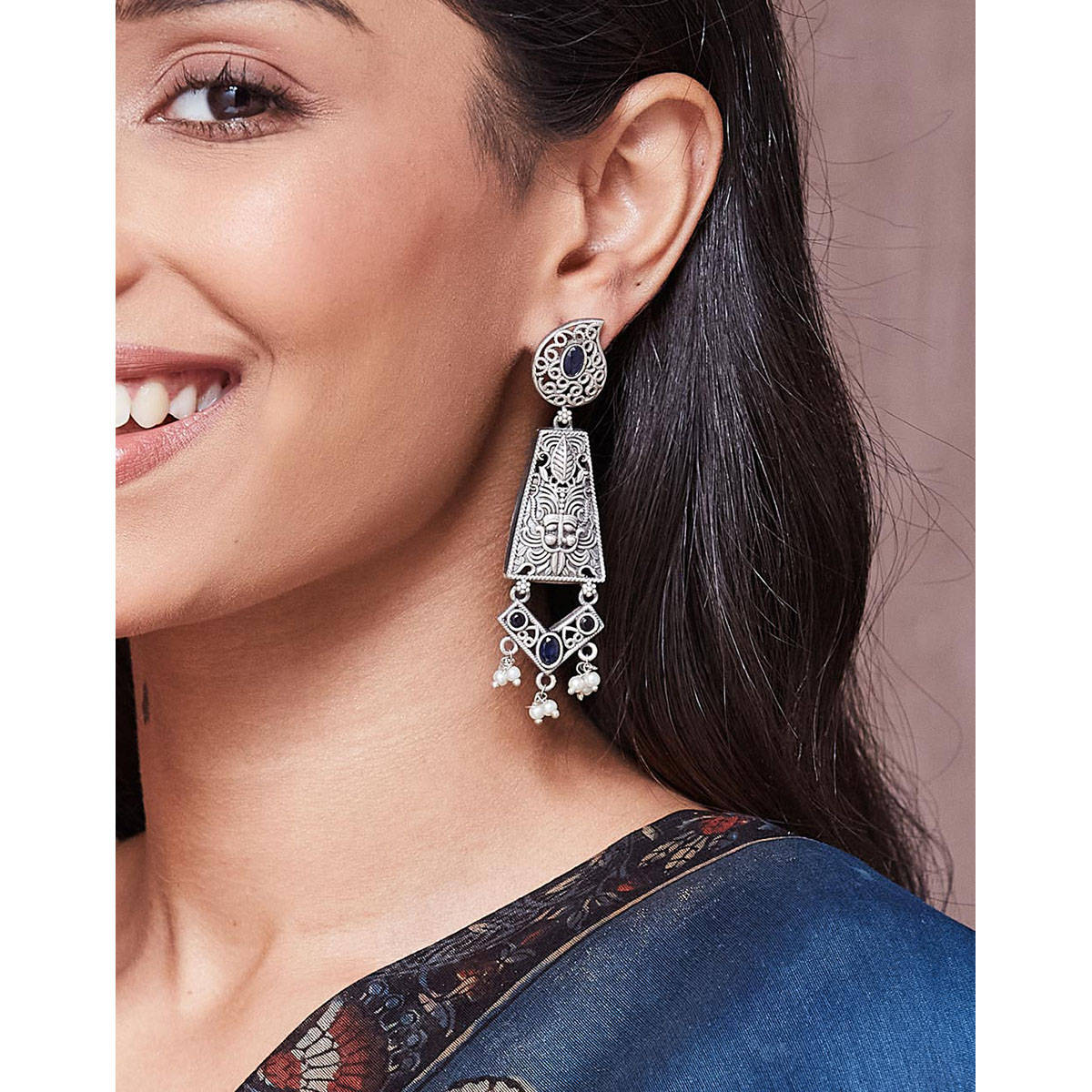 Fabindia Metal Dangler Earrings Black