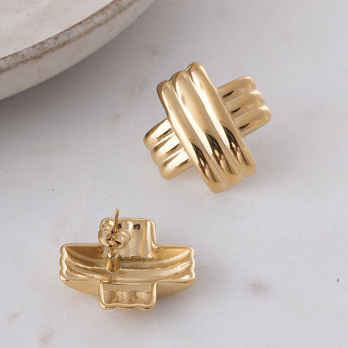 Palmonas Gold Cross Earrings for Womens - Waterproof and Anti-Tarnish