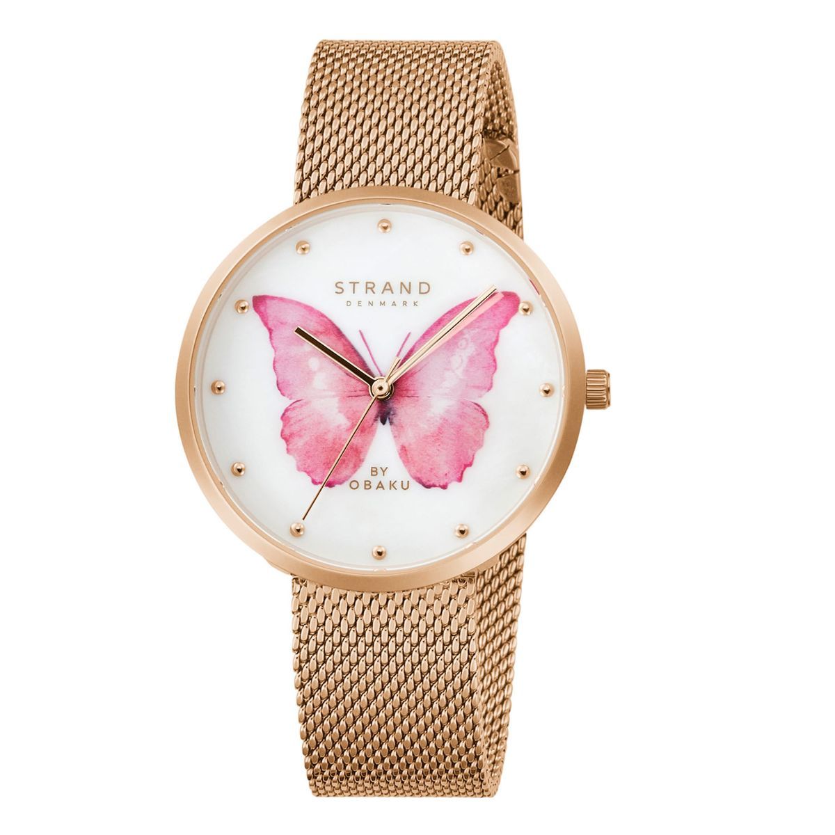 Strand By Obaku Printed Butterfly Mop Dial Quartz Watch For Women (S700LXVWMV-DBP)