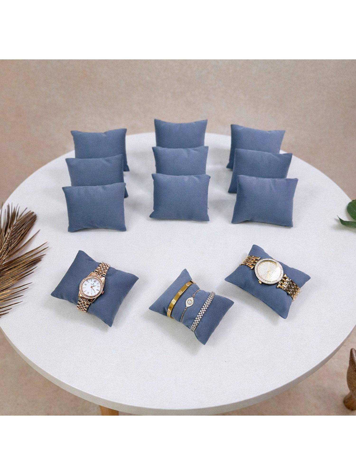 La Trove Premium Grey Velvet 12 Piece Watch Organizer Pillows for Closet & Drawer