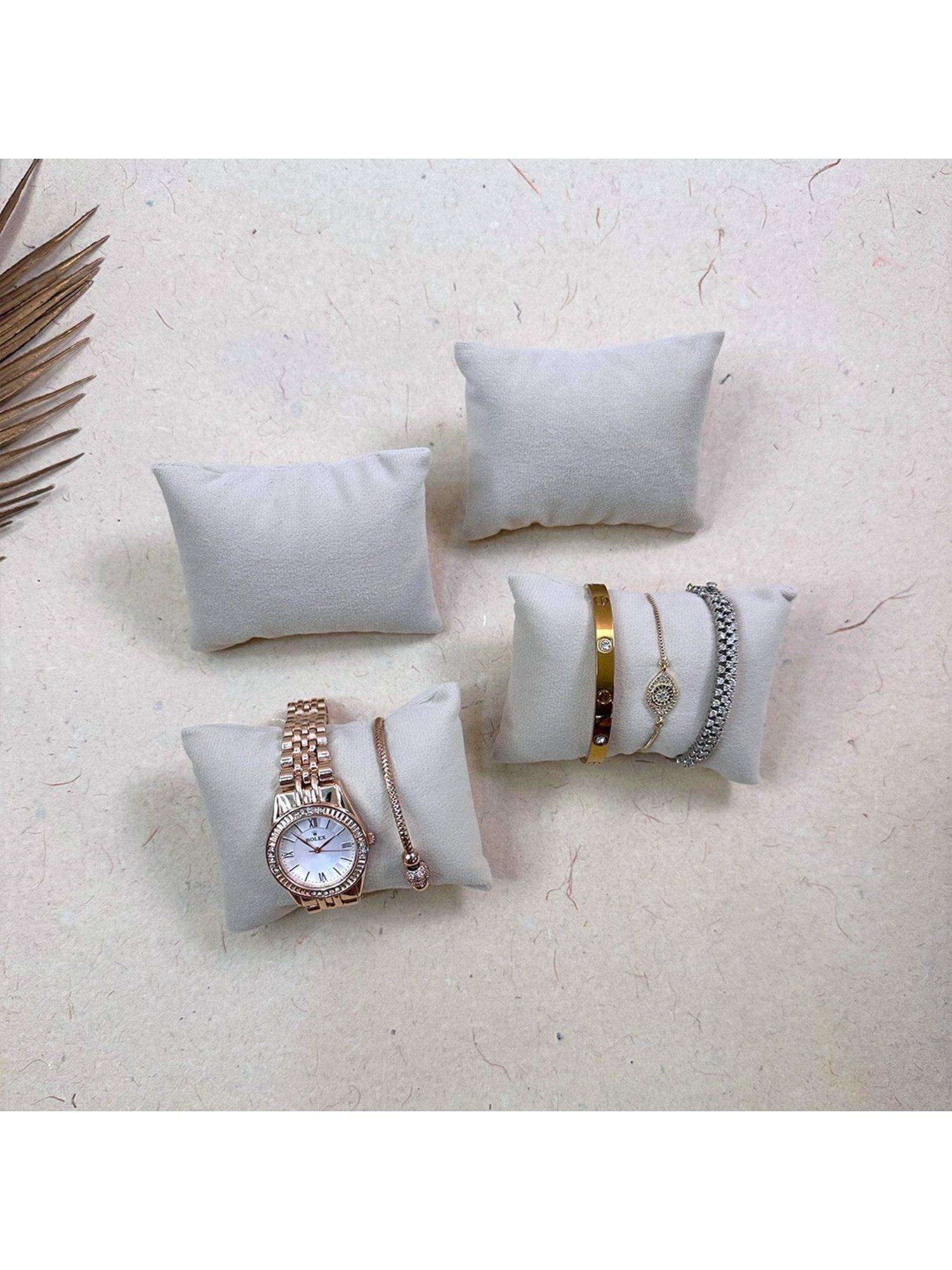 NAAYVA Cream Premium Velvet Pack of 4 Watch Organizer & Display Pillows For Closet
