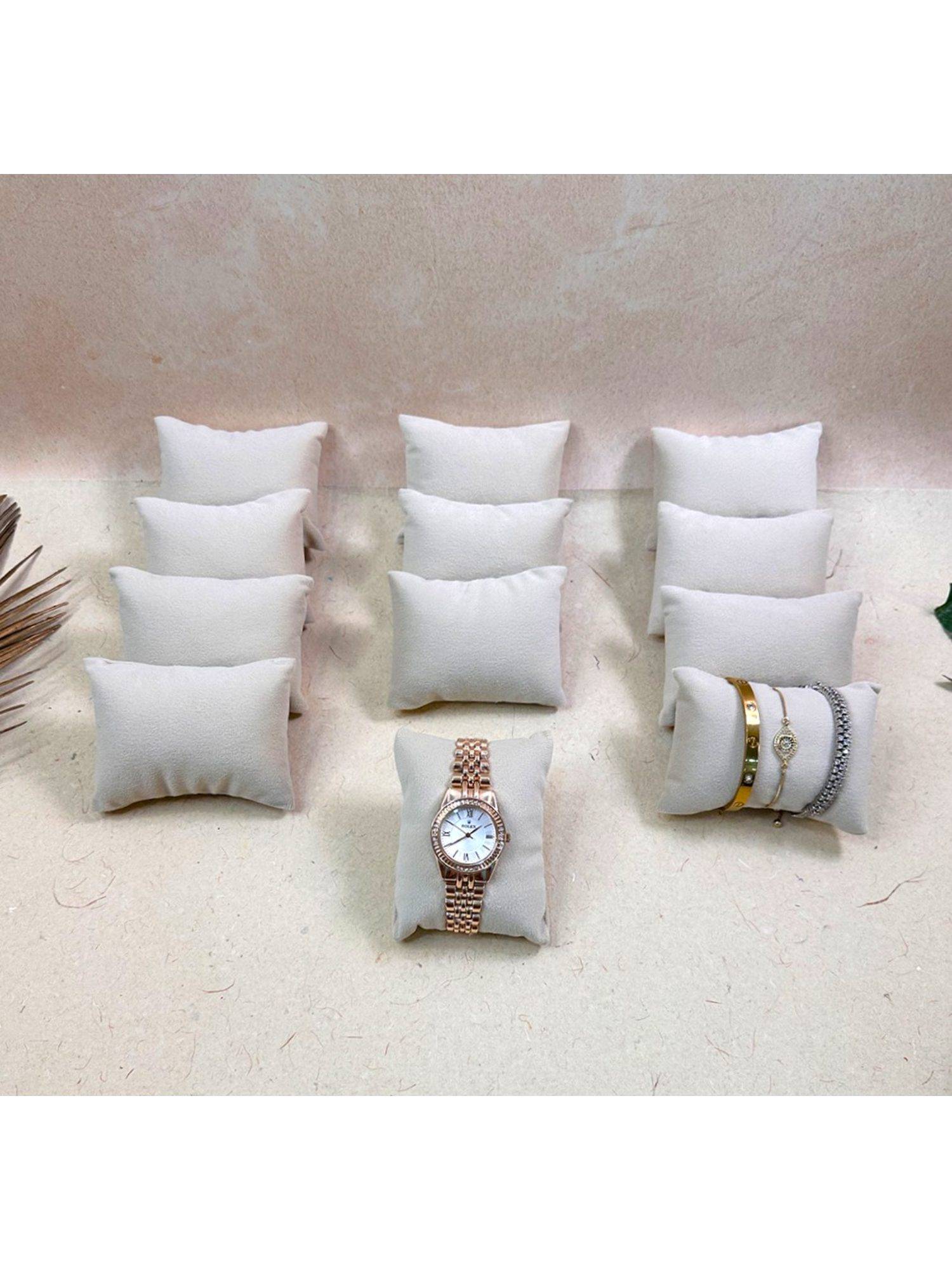 NAAYVA Cream Velvet Luxury Pack of 12 Watch Organizer & Display Pillows For Closet