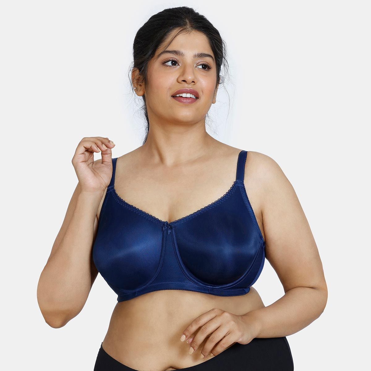 Zivame True Curv Double Layered High Wired Full Coverage Super Support Bra  - Set Sail - Blue