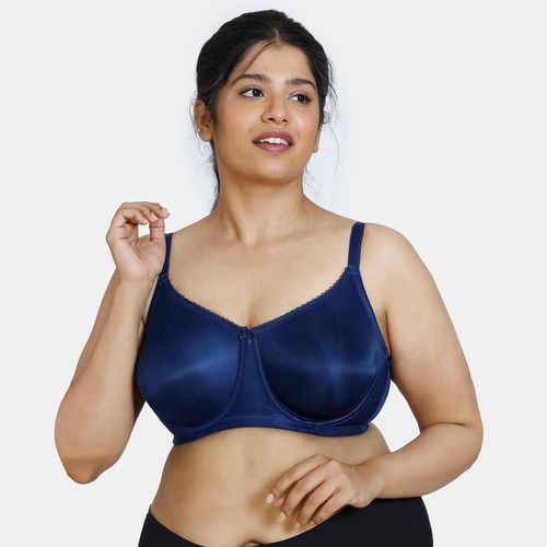 Buy Zivame Double Layered Wired Full Coverage Super Support Bra Blue Depth  Online