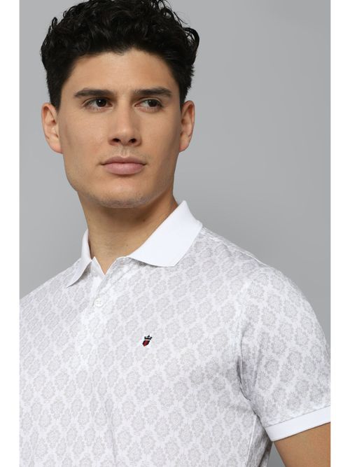 Buy Louis Philippe Men White Printed Polo Collar T Shirt - Tshirts