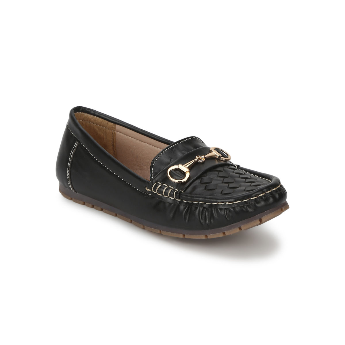 black loafers gold chain