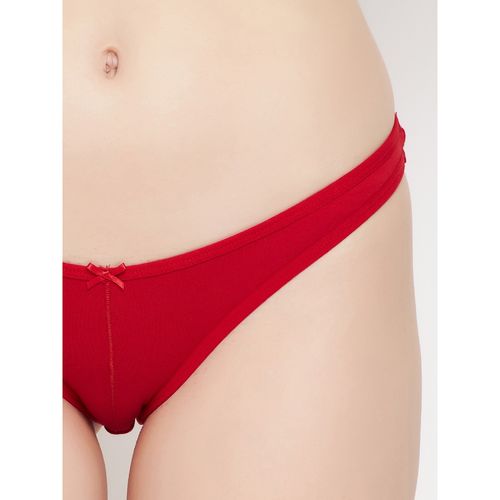Buy Clovia High Leg Bikini Panty In Red Cotton Online