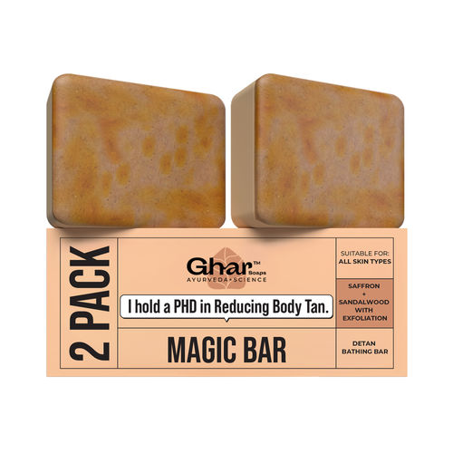 Ghar Soaps Magic Soap | For reducing tan | With Saffron and Sandalwood | All skin types