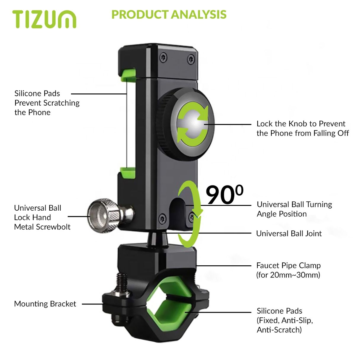 Tizum Universal Phone Holder For Bicycle Motorcycle Scooter Bike