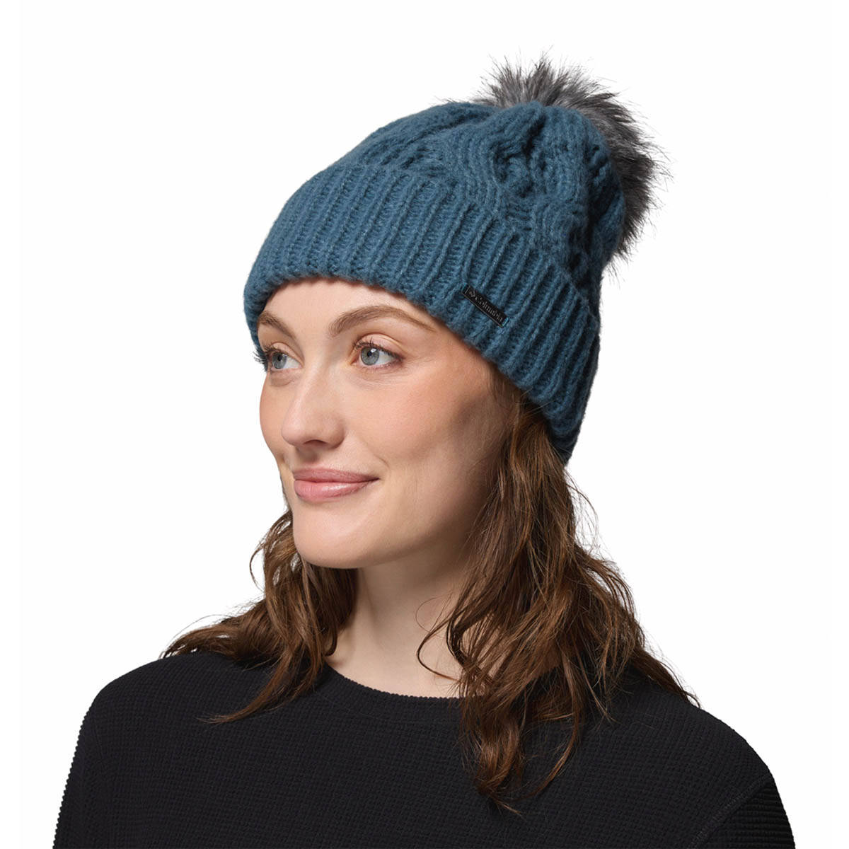 Columbia Women Boundless Days Cable Knit Pom Woven Beanie