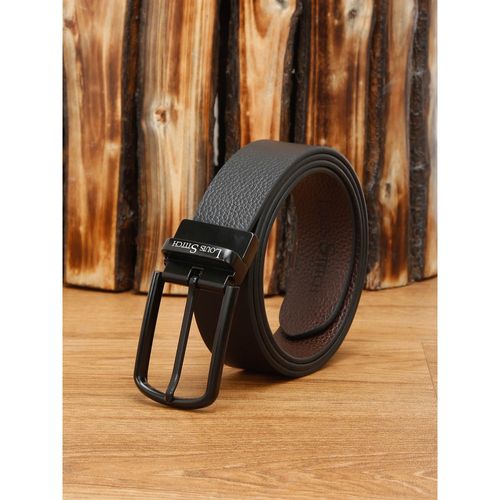 LOUIS STITCH Men Black Leather Formal Belt