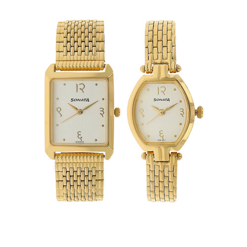 Buy Sonata NM70078083YM01 Silver Dial Analog Watch For Couple Online