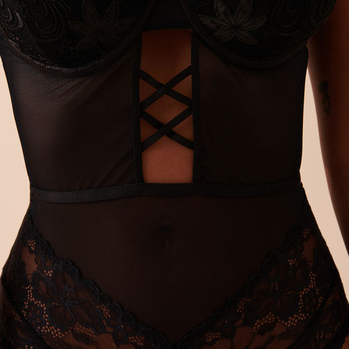 Lace and Mesh Push-up Teddy