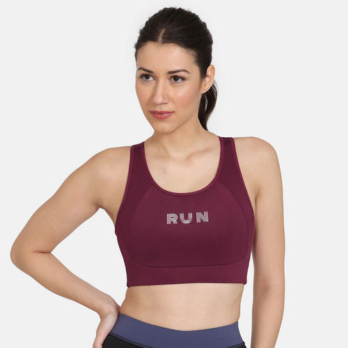 Buy Zivame Zelocity Quick Dry Sports Bra with Removable Padding - Fig Online