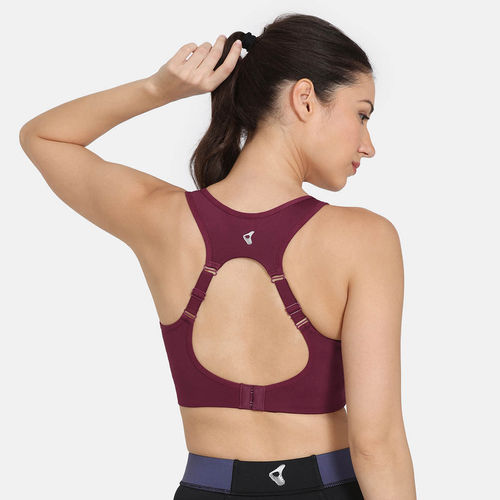 Buy Zivame Zelocity Quick Dry Sports Bra With Removable Padding - Fig Online