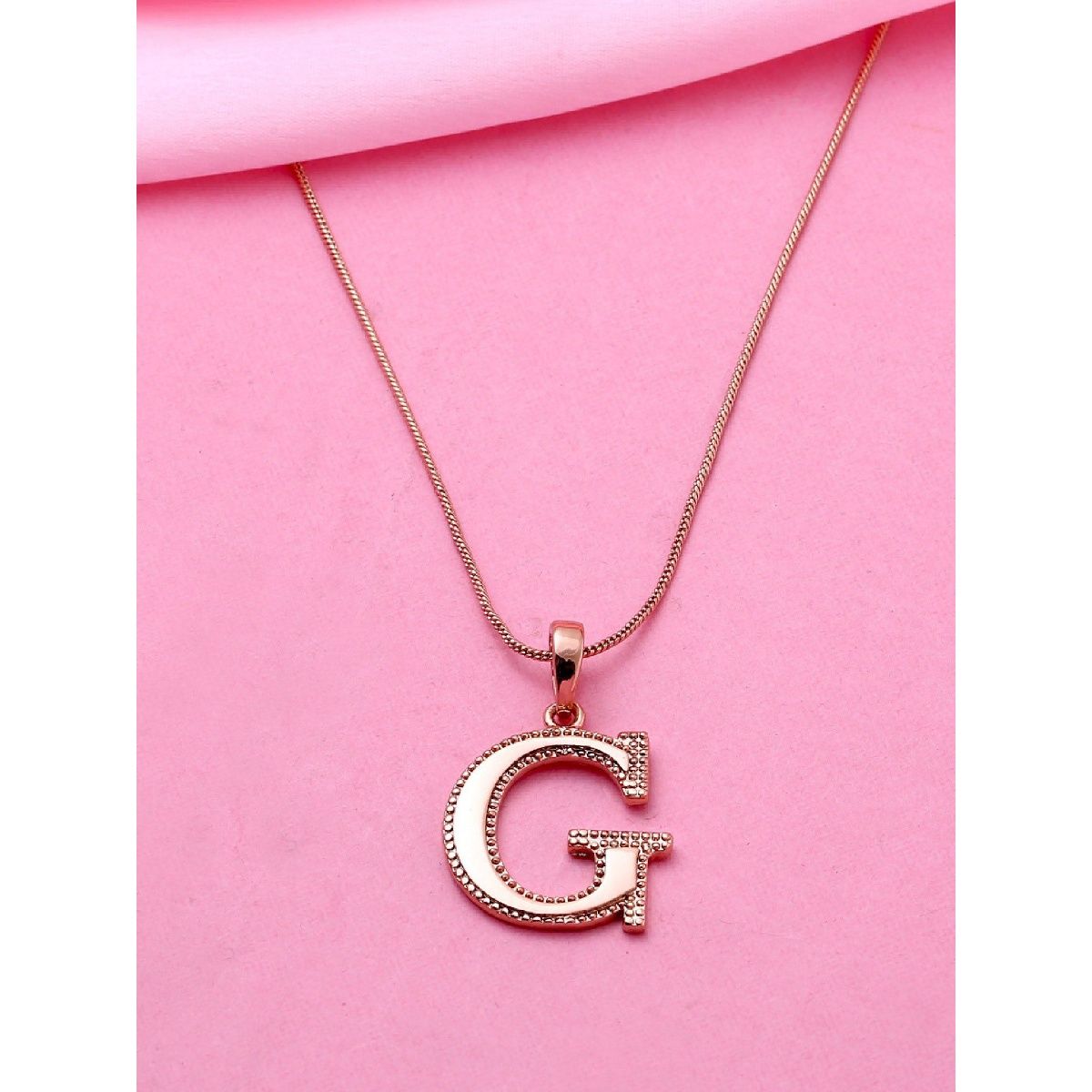 Rose Gold Diamond Alphabet Letter G Pendant Necklace | INXSKY