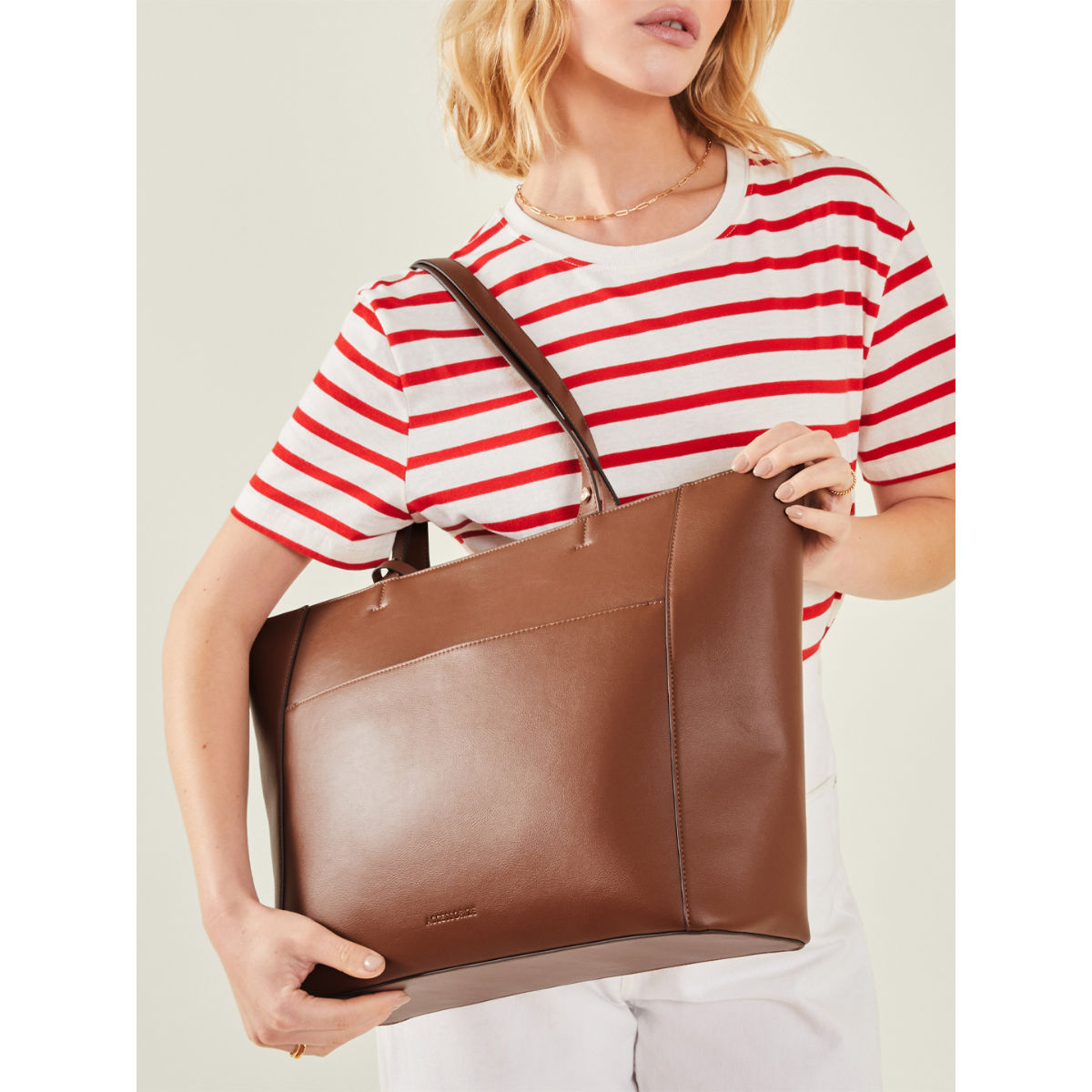 Buy Accessorize London Women Brown Smooth Faux Leather Tote Bag Online