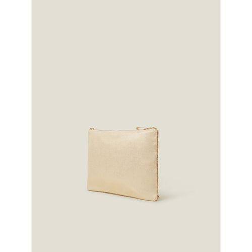 Buy Accessorize London Women Gold Sequin Bow Zip Top Clutch Bag Online