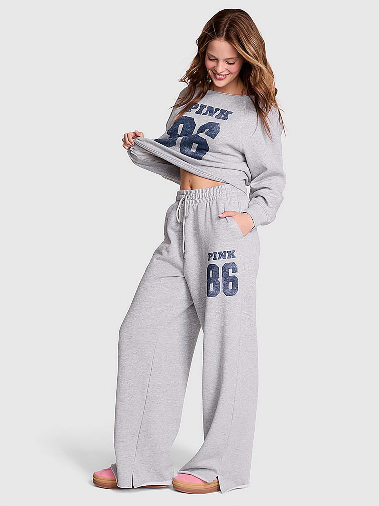 Buy Victoria's Secret Grey Printed Regular Fit Sweatpant Online