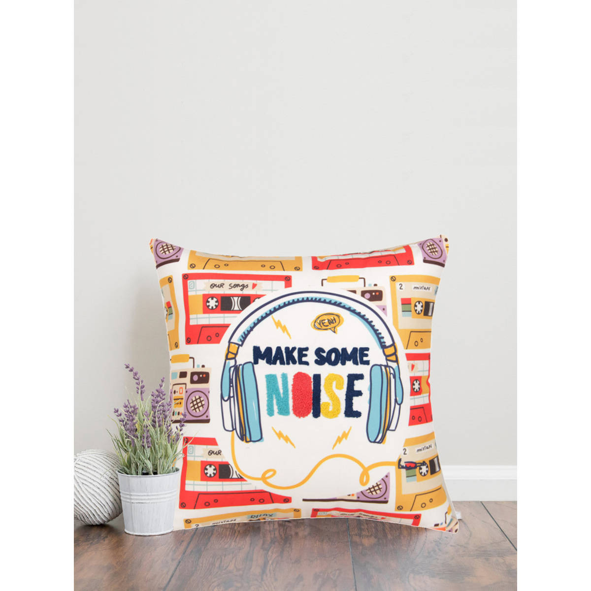 Sivya by Home Yellow & White Printed Cushion Cover 16X16 Inch