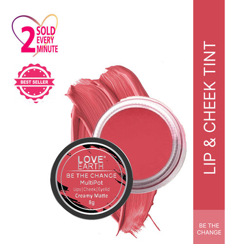 Love Earth Multipot-Be The Change Lip Tint with Jojoba Oil and Vitamin E for Lips Eyelids & Cheeks