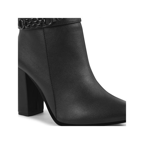 Buy SHUZ TOUCH Block Heel Mid Black Ankle Length Boots Online