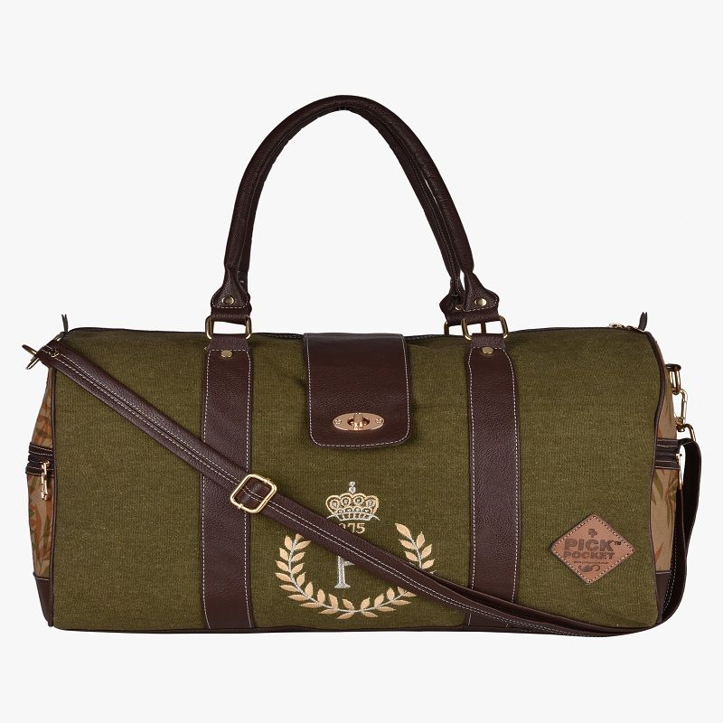Pick Pocket Olive Green Multipurpose Embroidered Duffle Bag