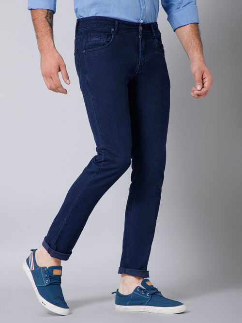 Buy Cantabil Mens Casual Dark Navy Blue Jeans Online