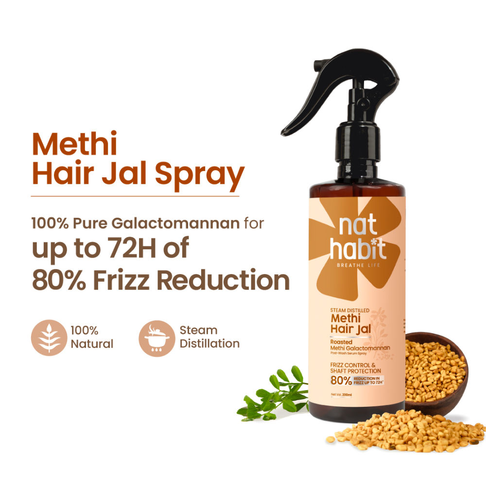 Nat Habit Methi Nourishing Hair Jal Spray for Frizz Control & Smooth, Shine Hair