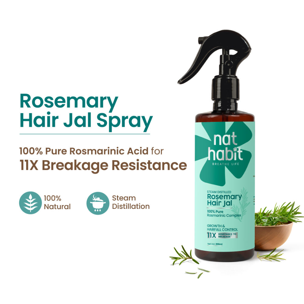 Nat Habit Rosemary Water Hair Spray Serum For Frizz Control, Hair Growth Spray & Damage Protection