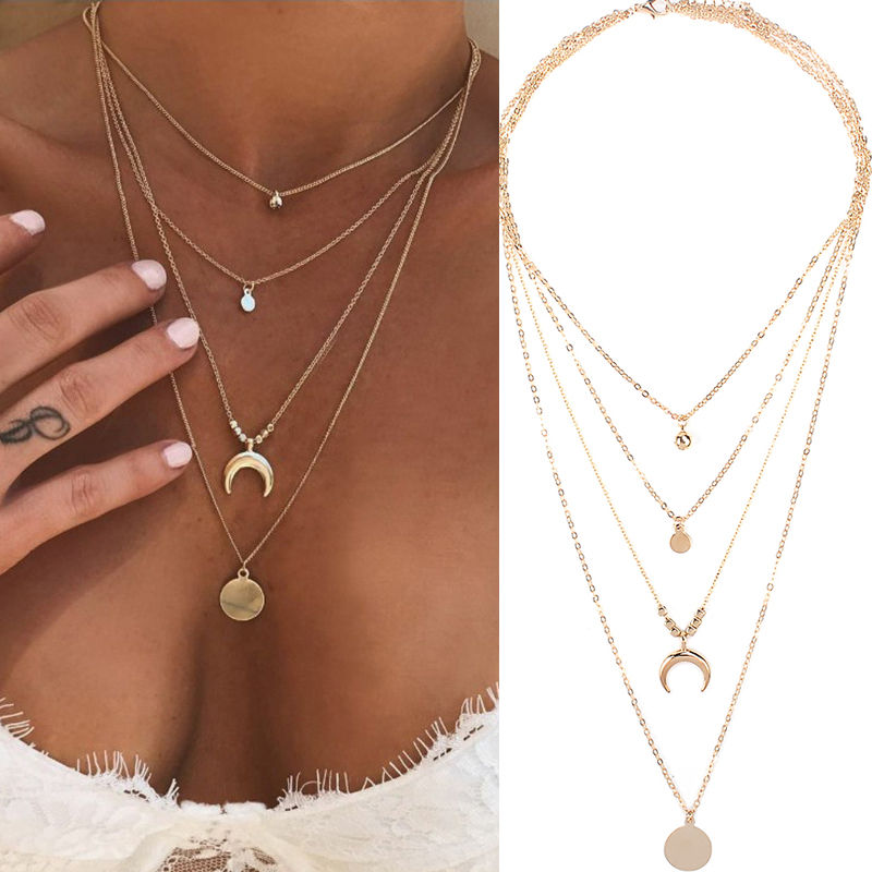 Fabula Jewellery Gold Tone Multi Layered Multi-Strand Crystal Encrusted Party Fashion Necklace