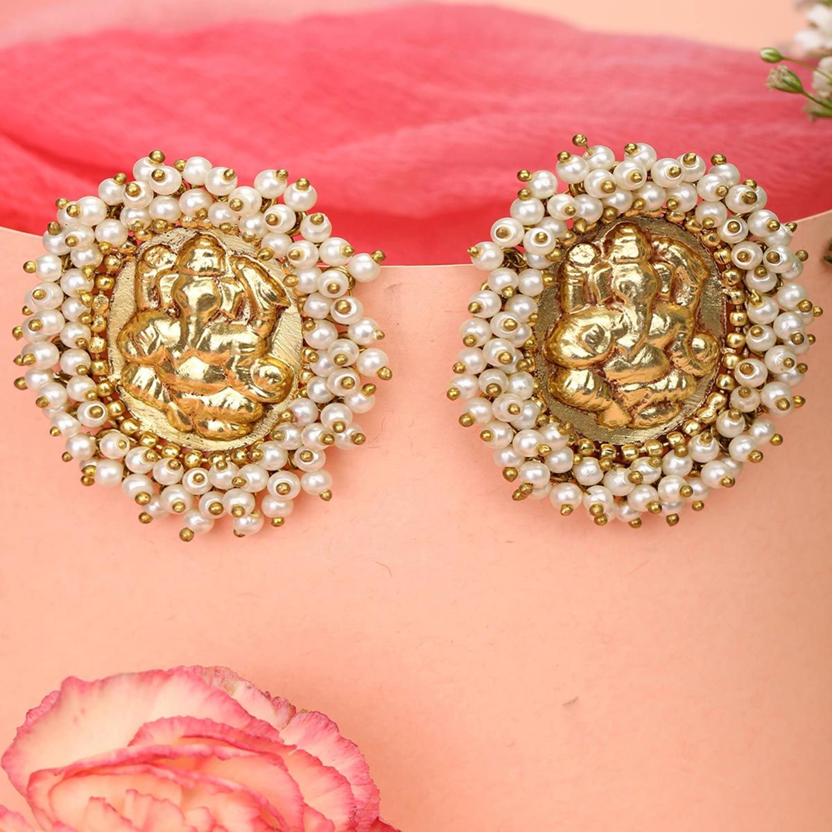 Pure Silver Drishti White Earring