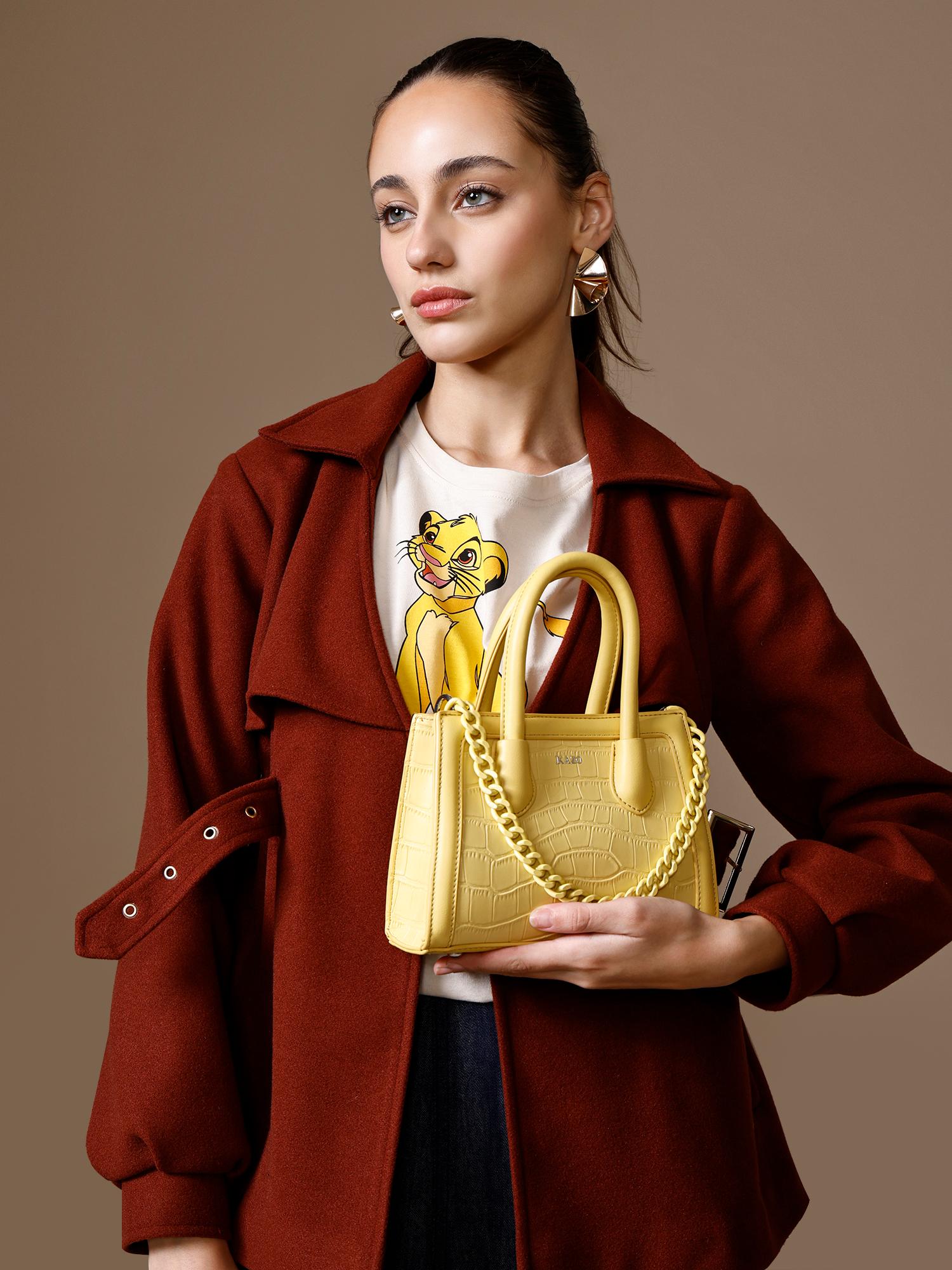 Buy Kazo Ziva Yellow Mini Bag with Detachable Strap (XS) Online