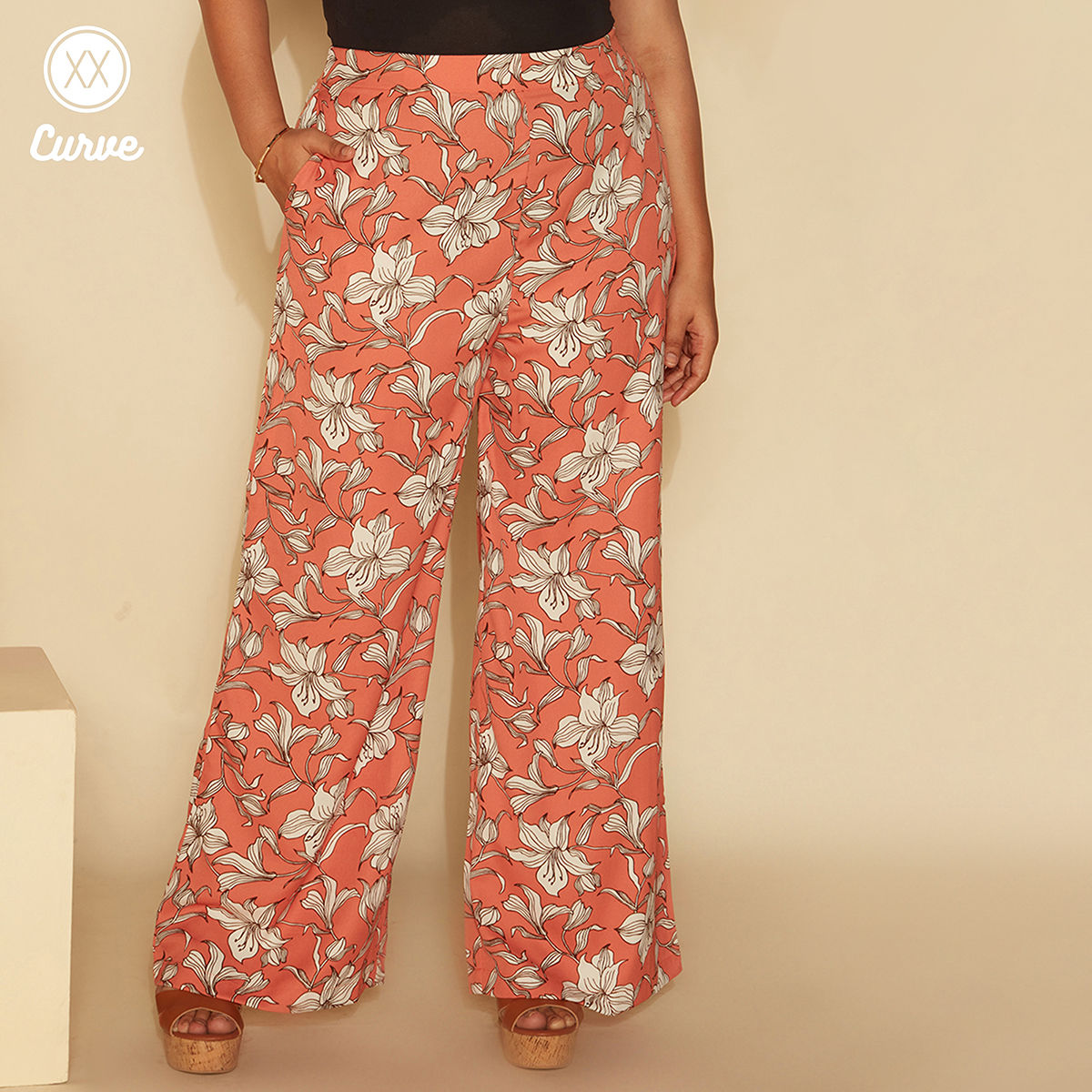 Lounge Pant for WomenRed Floral Print Smocking  Bstories