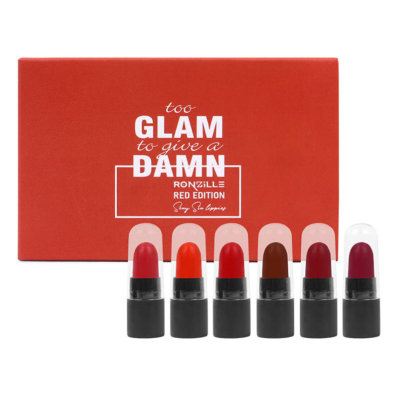Ronzille Too Glam To Give A Damn Bullet Lipstick Set Of 6 - Red Edition