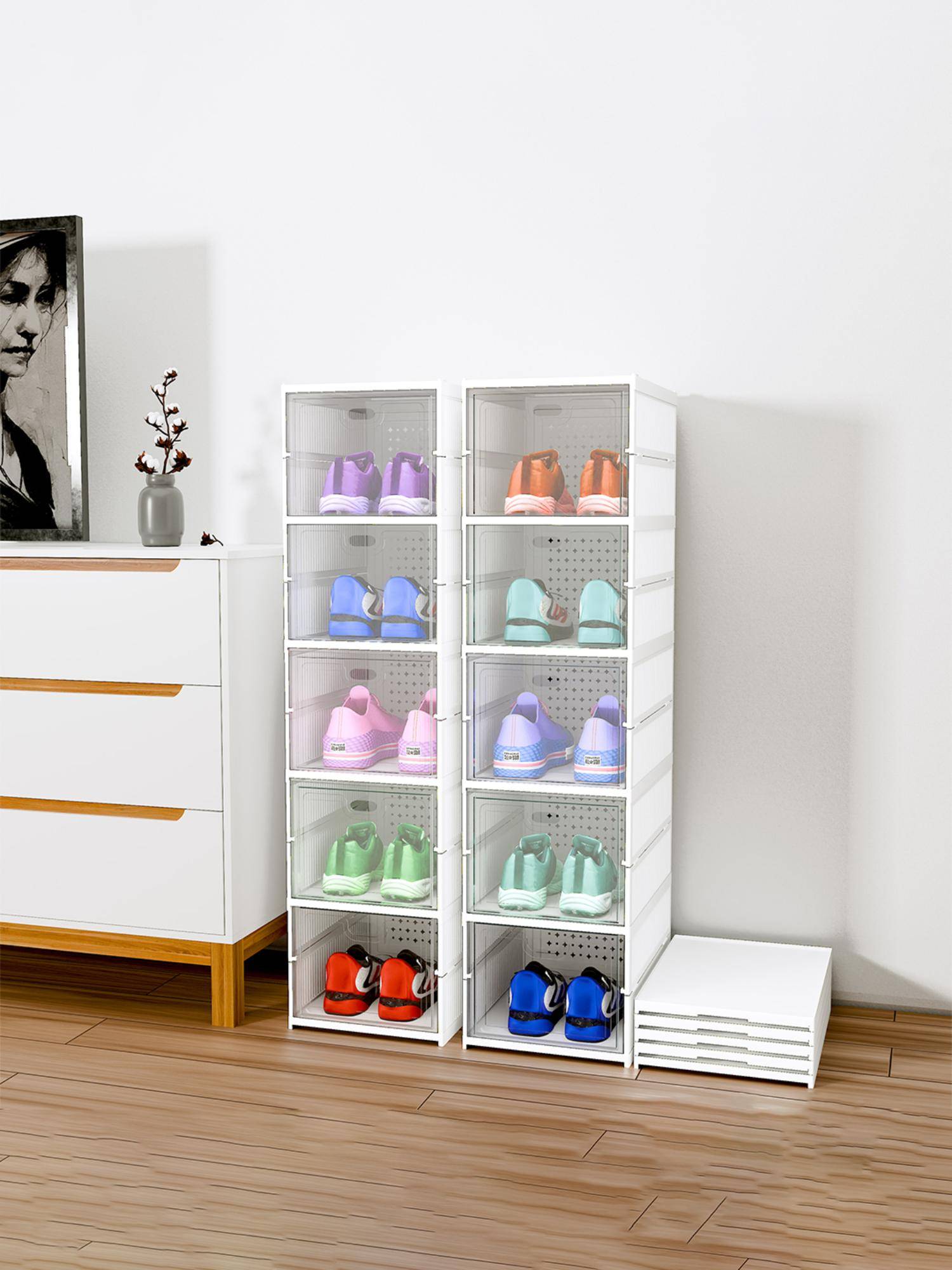 Square White Shoe Rack Buy Kuber Industries White Foldable 5-Layer Storage Shoe Rack (Pack of ...