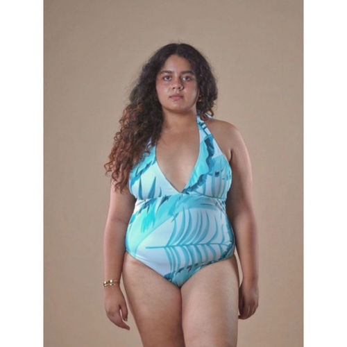 Buy WomanLikeU White Green Monokini with Sarong (Set of 2) Online